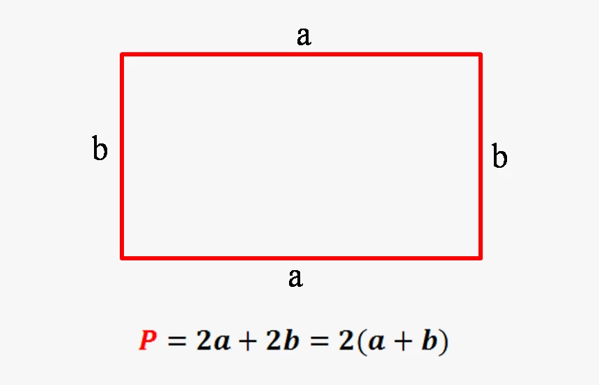 P=2b+2a

a and b= the lengths of the rectangle's sides (length and width).
