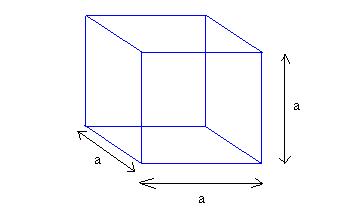 V = a^3

a = Length of edge or side
