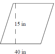 Find the area of the following parallelogram.