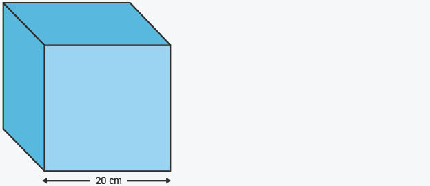 Work out the volume of this cube and give your answer in litres.