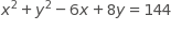 The equation of a circle in the xy-plane is shown above. What is the diameter of the circle?